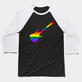 Rainbow Electric Guitar LGBTQ  Pride Colors Baseball T-Shirt